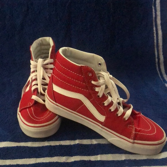 red white high top vans